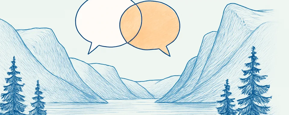 Norwegian mountains with conversation bubbles