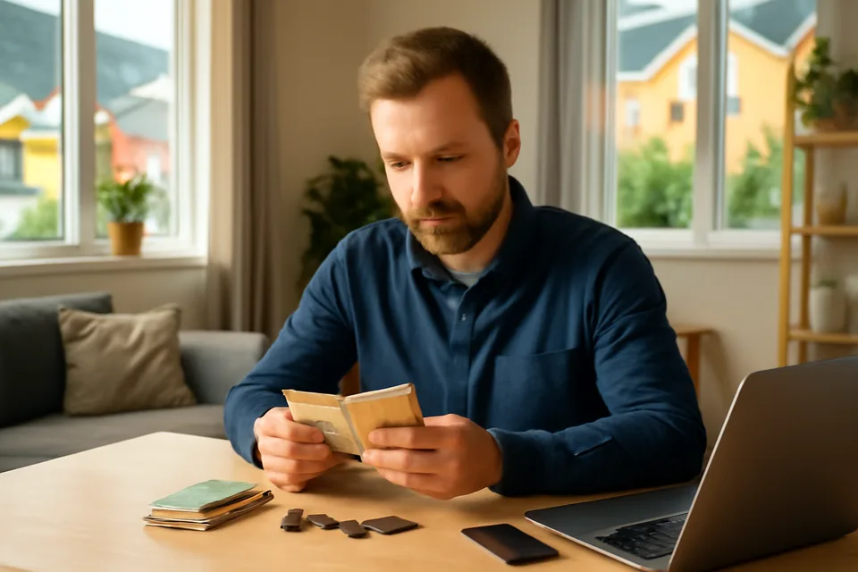 Norwegian story scene about penger og økonomi