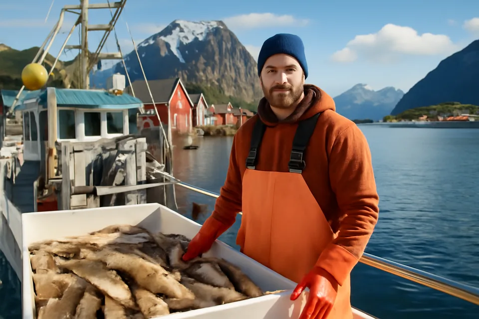 Norwegian story scene about fiskerinæringen langs kysten