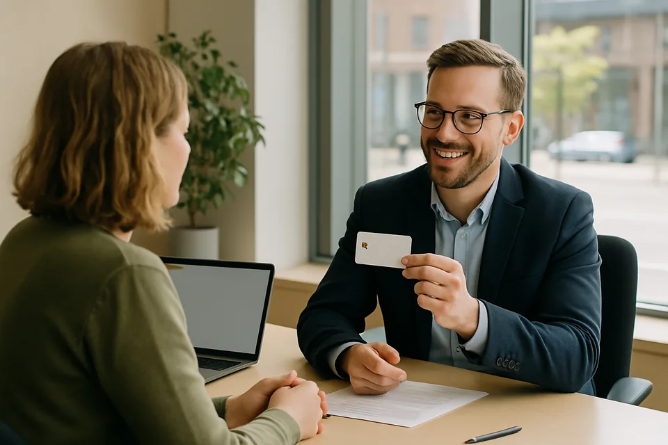 Norwegian conversation scenario: Bank visit