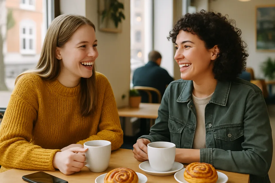 Norwegian conversation scenario: Coffee invitation