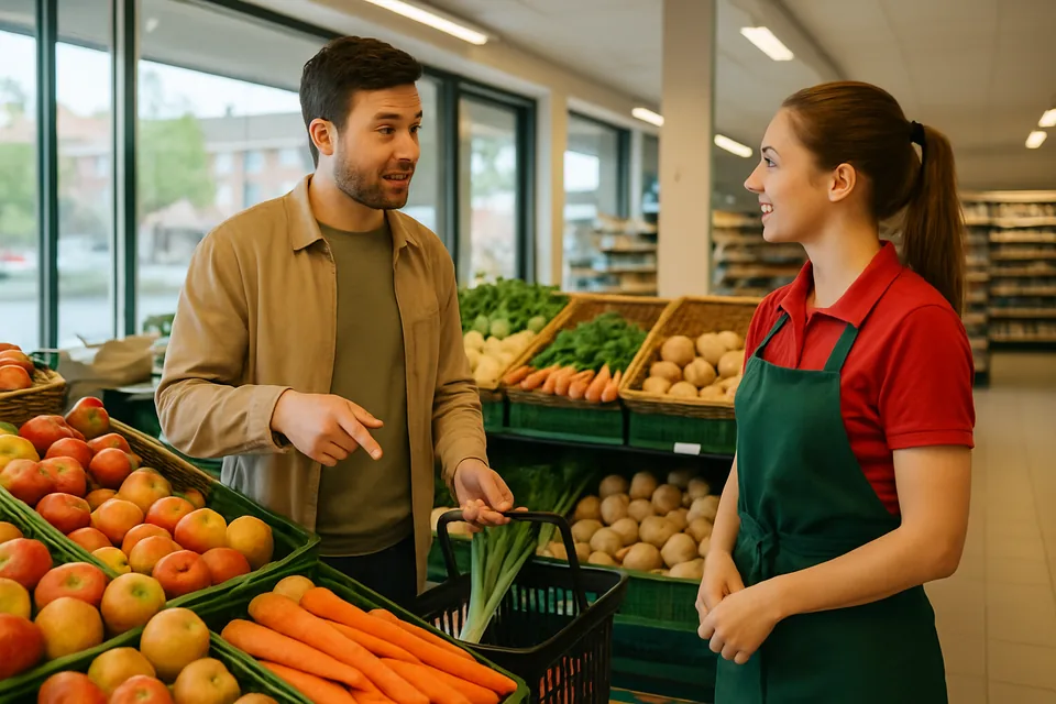 Norwegian conversation scenario: Grocery shopping