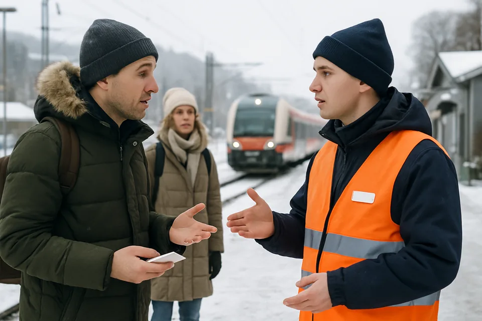 Norwegian conversation scenario: Public transport disruption