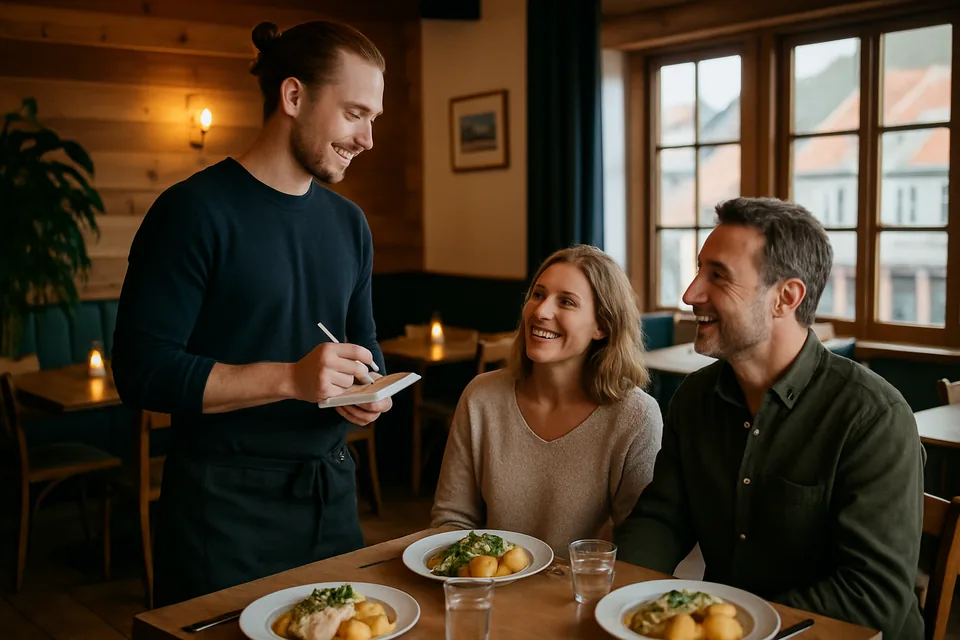 Norwegian conversation scenario: At the restaurant