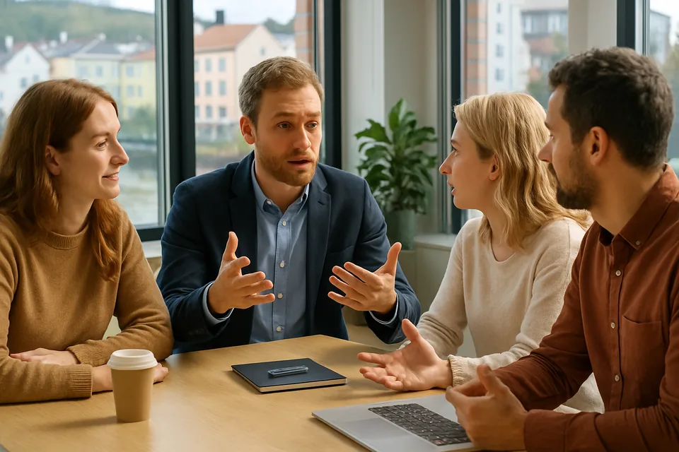 Norwegian conversation scenario: Team disagreement