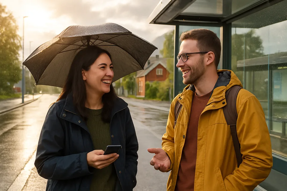 Norwegian conversation scenario: Weather chat